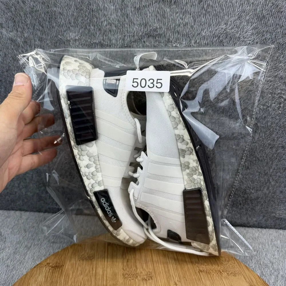 Adidas  NMB R1 White Athletic Sneakers with Black Accents